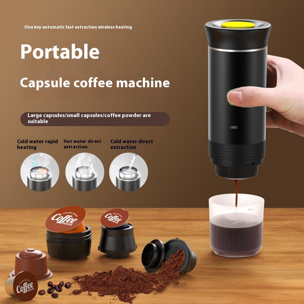Portable 3-in-1 Espresso Coffee Maker – Travel Coffee Grinder & Capsule Machine