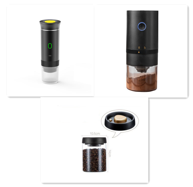 Portable 3-in-1 Espresso Coffee Maker – Travel Coffee Grinder & Capsule Machine